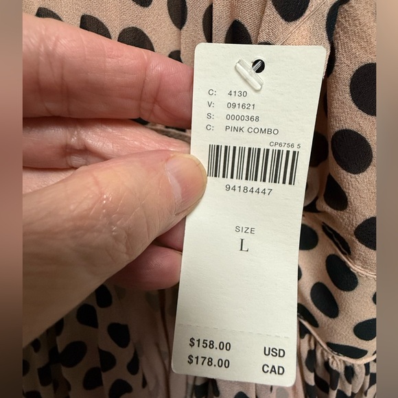 NWT Anthropologie Sleeveless Mini Dress in Pinkish/Tan and Black Polka Dots L - Picture 12 of 16